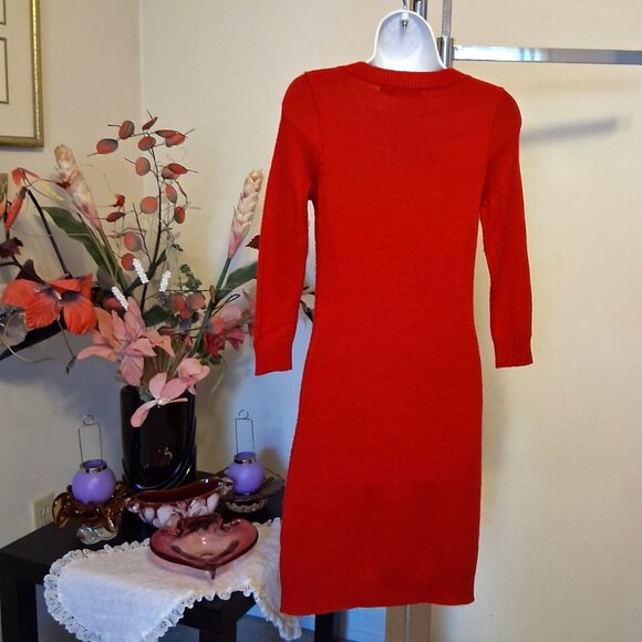 Preowned Eric Alexandre Unique Designed Stretchy Cardigan Knit Red Dress - Picture 7 of 8